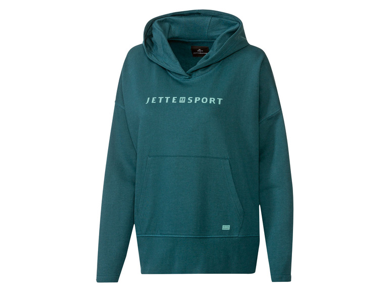 Ein grüner Jette Sport Hoodie mit Kapuze.