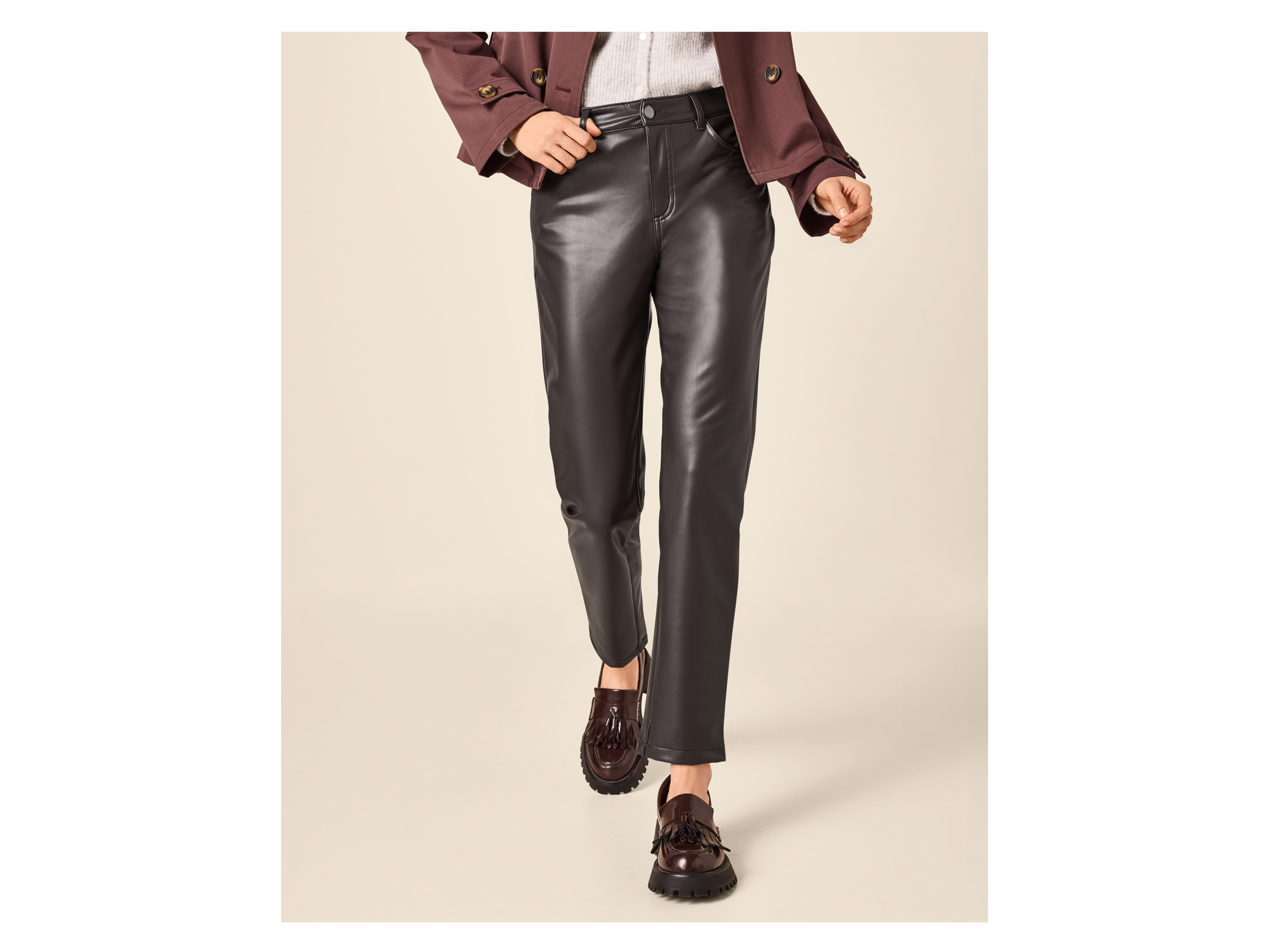 ESMARA® Damen Hose Slim Fit (Braun, 34) – Bild 2 von 4