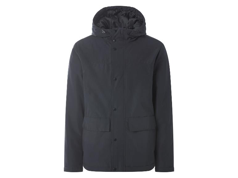 Dunkelblaue Herrenjacke mit Kapuze und Knöpfen