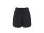 Schwarze Damenshorts mit Kordelzug in der Taille.