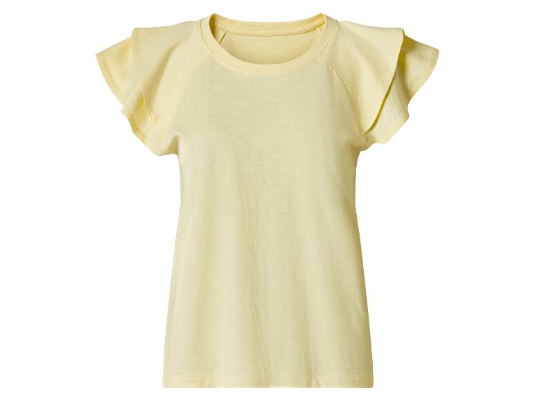 Gelbes Kurzarm-T-Shirt mit Rüschenärmeln