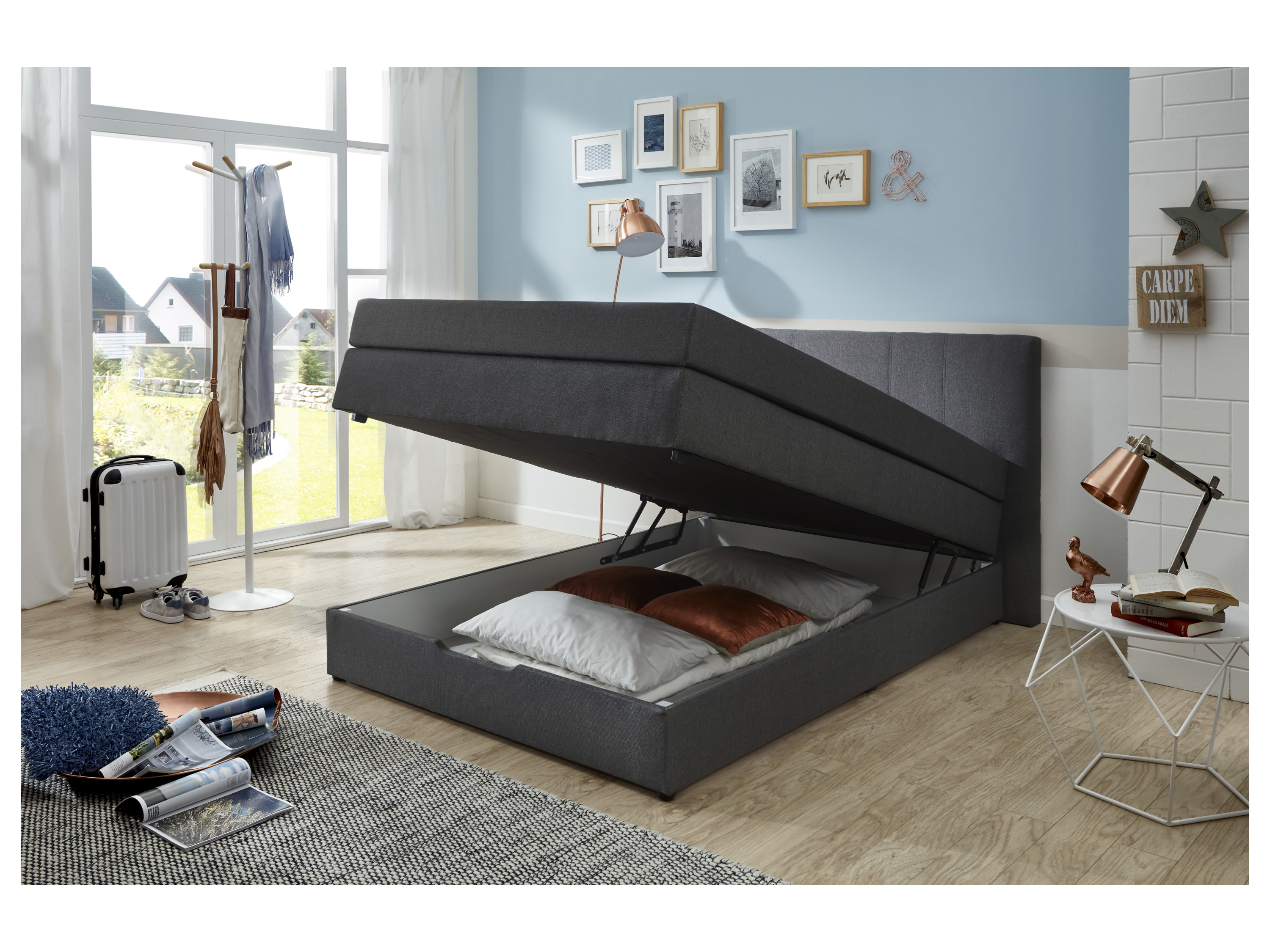 Thumbnail - SUN GARDEN Boxspringbett Broome (Anthrazit)""