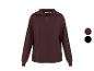 Bordeauxrotes Half-Zip-Sweatshirt mit Kragen, gezeigt mit Farbmustern für Bordeaux und Schwarz.