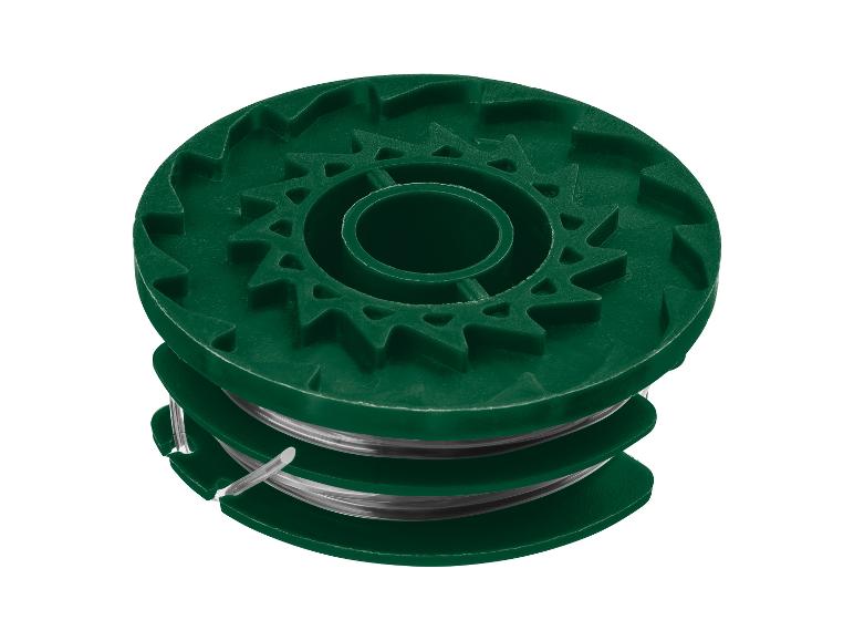 Spule mit Rasentrimmerfaden: Faden und grüne Kassette.