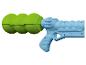 Wasserblaster mit grünem Wasserbehälter und blauem Gehäuse, beschriftet mit 'ASPLASH'.