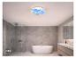 Deckenleuchte mit Erd-Design in einem modernen Badezimmer mit Dusche und Badewanne.