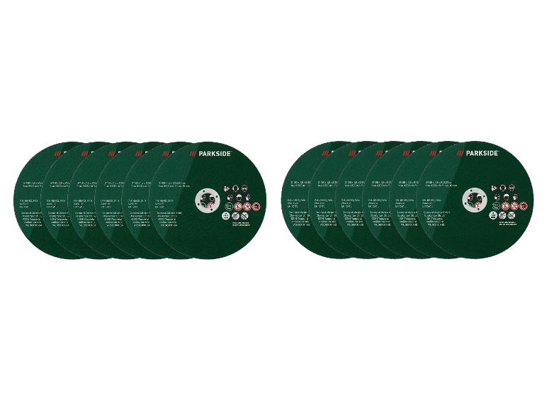 Zehn grüne Scheiben für eine Schleifmaschine der Marke Parkside.