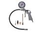 Reifenfüller mit Manometer (0-12 bar, 0-170 psi) und verschiedenen Düsen.