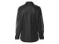 Schwarzes Kunstlederhemd mit langen Ärmeln und Kragen.