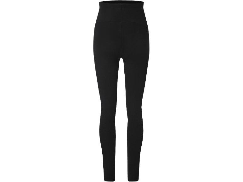Schwarze Damen-Leggings mit hoher Taille, aus bequemem, dehnbarem Stoff.