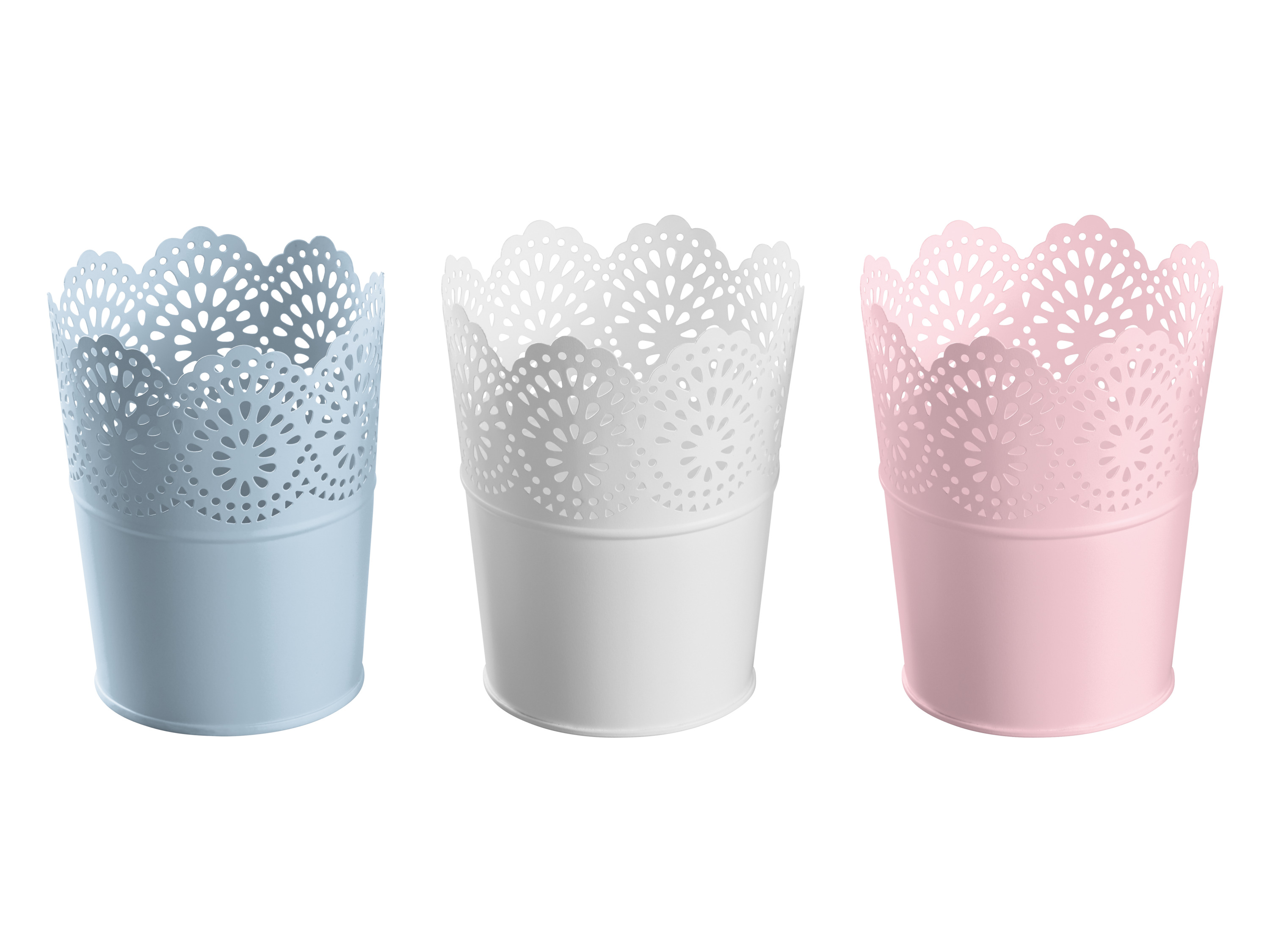 LIVARNO home Blumentöpfe Nostalgie (3er Set rund klein blau/pink)““ | blau/prink: 3 Stück Produktmerkmale tabletd Pflanzvolumen: – Farbe: weiß