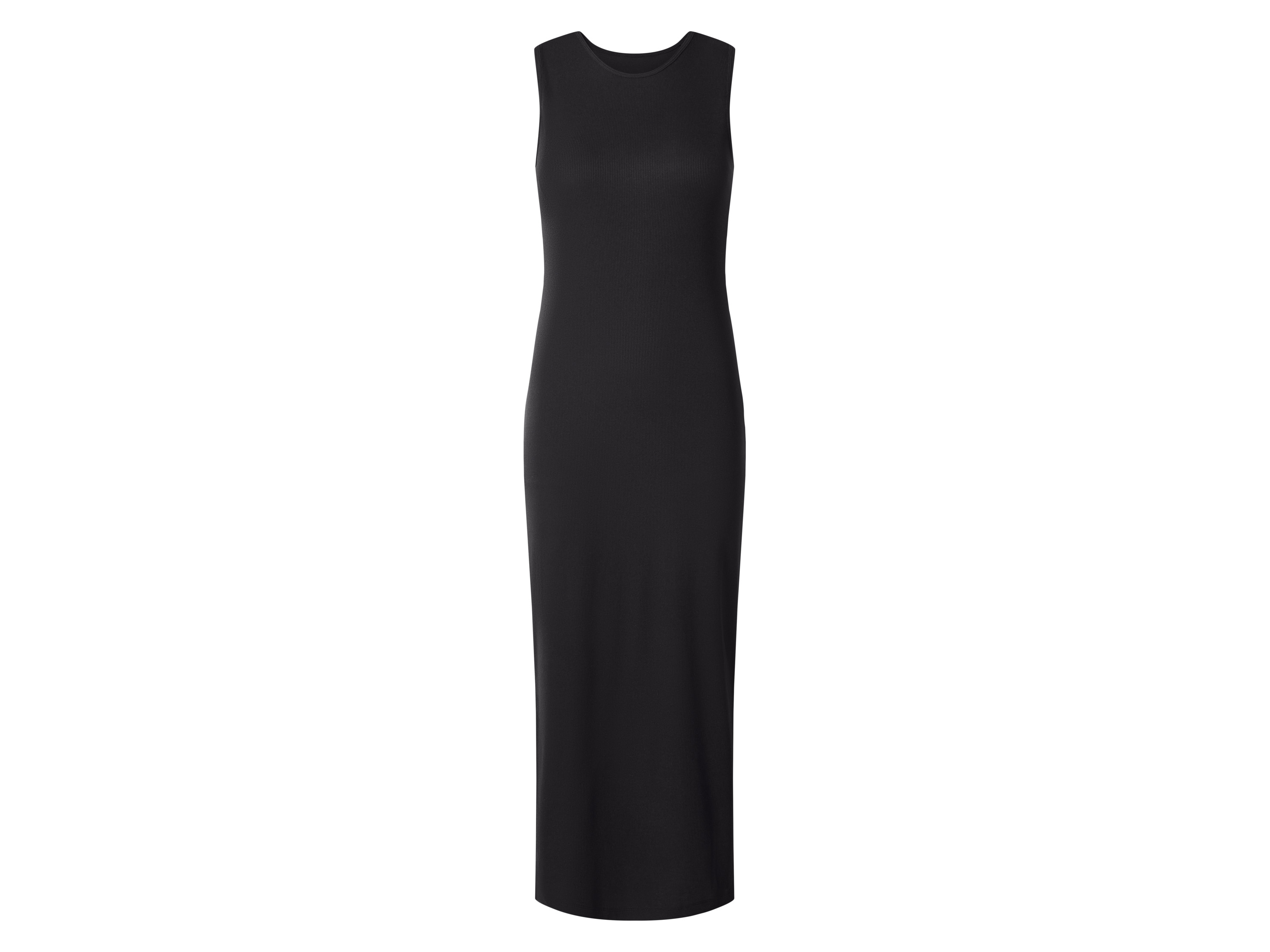ESMARA® Damen geripptes Midi-Kleid (Schwarz, M (40/42))