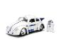 Weißes Spielzeugauto mit blauen Akzenten und einer kleinen R2-D2 Figur