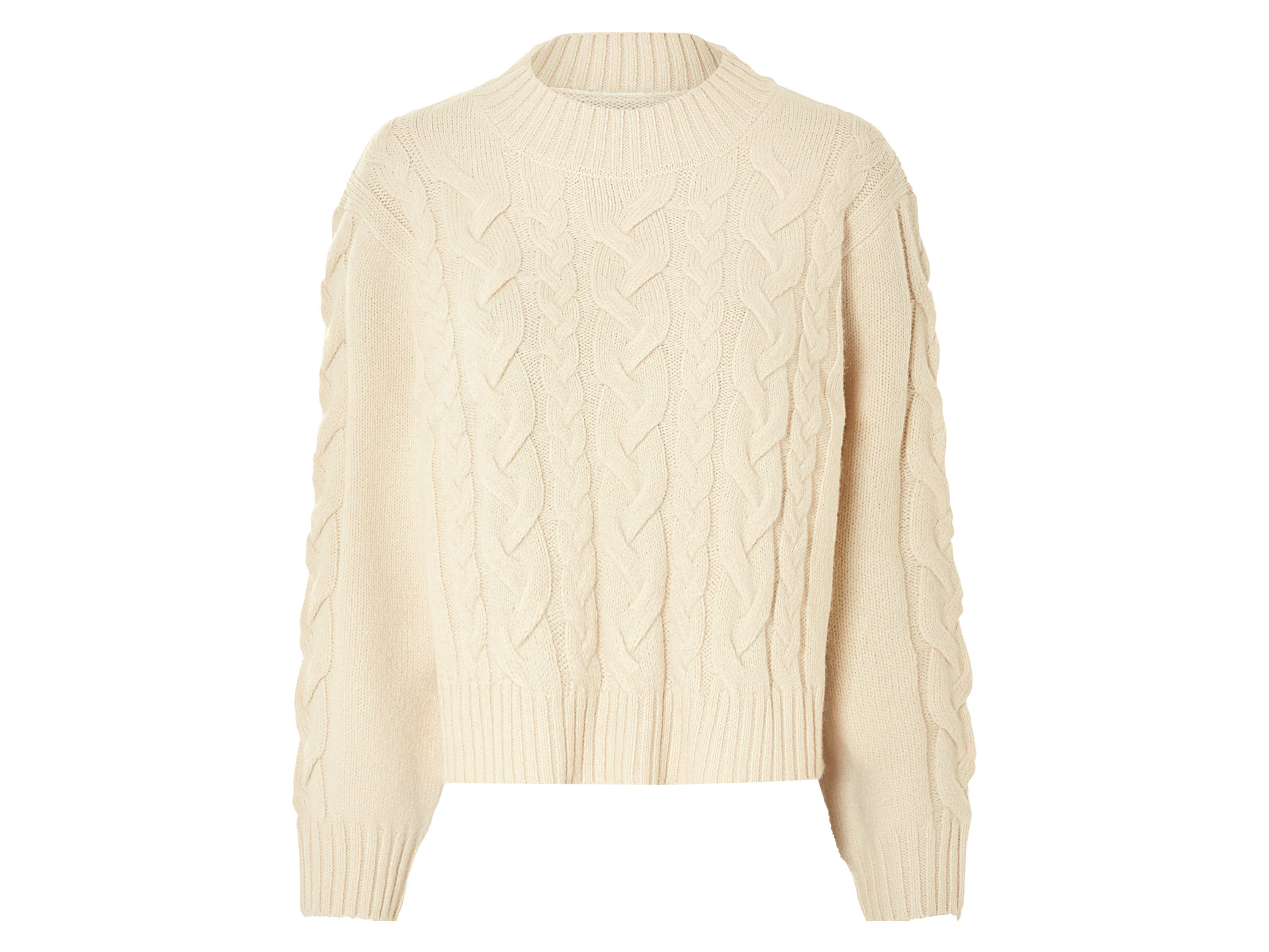 ESMARA® Damen Pullover Grobstrick (Beige, XS(32/34))