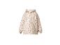 Kinder-Regenjacke in Beige mit rosa Blumenmuster und reflektierenden Details