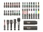 Schrauberbit- und Steckschlüsselsatz, inklusive PH-, PZ-, Torx- und Sechskantbits sowie 6, 8, 10 und 12 mm Steckschlüsseln.