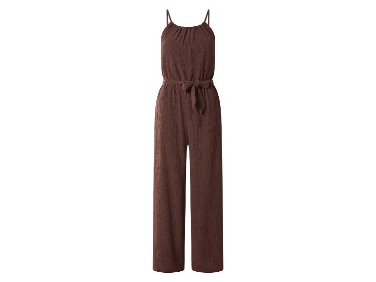 Brauner Jumpsuit mit Spaghettiträgern und Bindegürtel