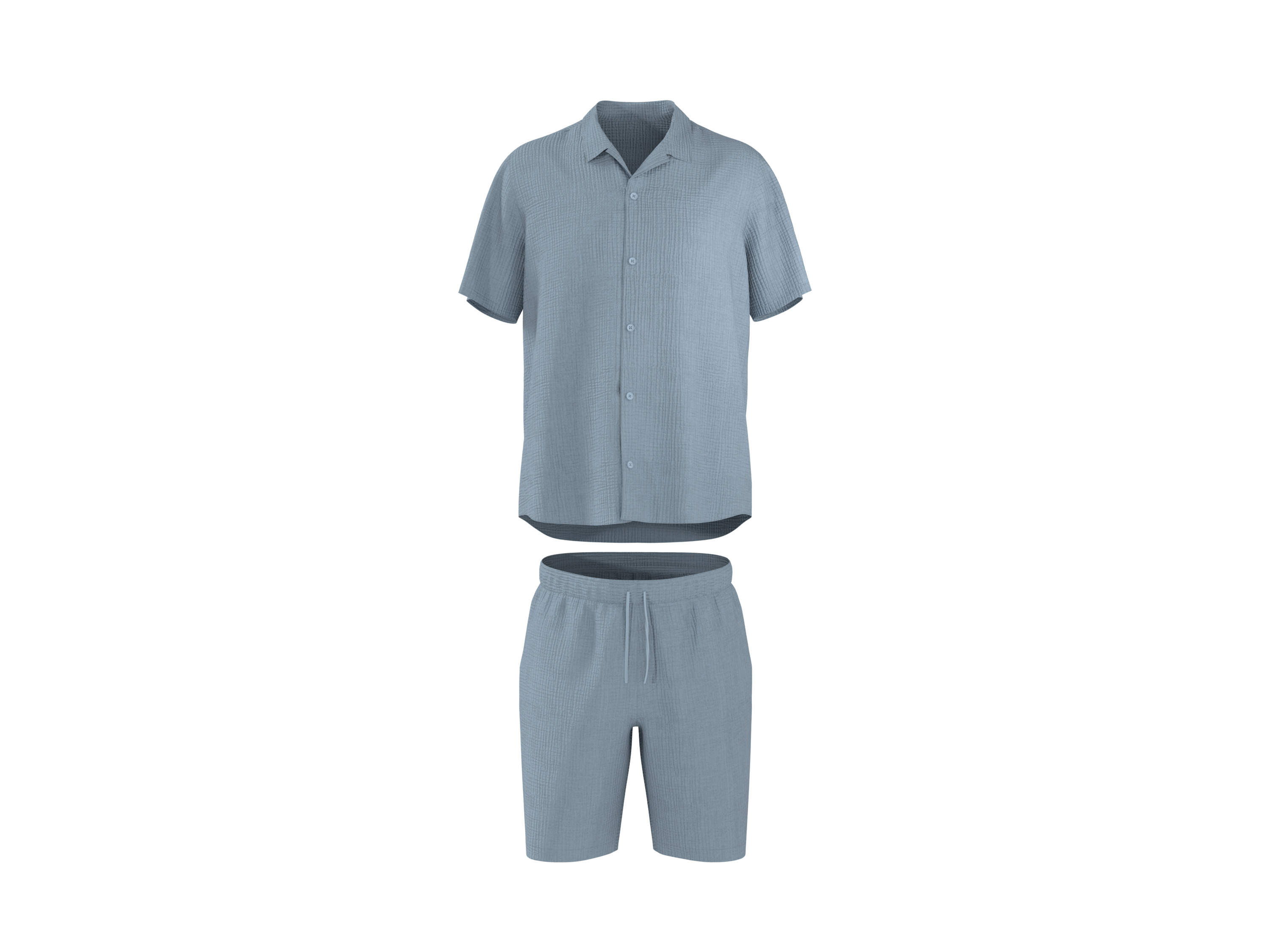 ESMARA MEN Herren Musselin-Pyjama (Blau, M (48/50))