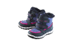 Kinder-Winterstiefel in Blau und Pink, mit Fellfutter und Klettverschlüssen.
