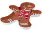 Servierplatte in Lebkuchenmann-Form mit rot-weißem Schal.