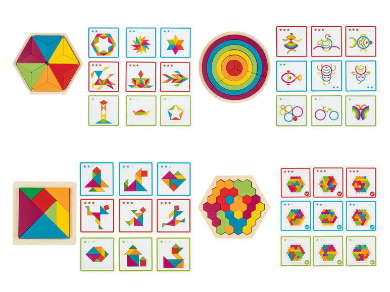 Gehe zu Vollbildansicht: Playtive Regenbogen Legespiel Blume / Kreis / Tangram / Hexagon - Bild 1