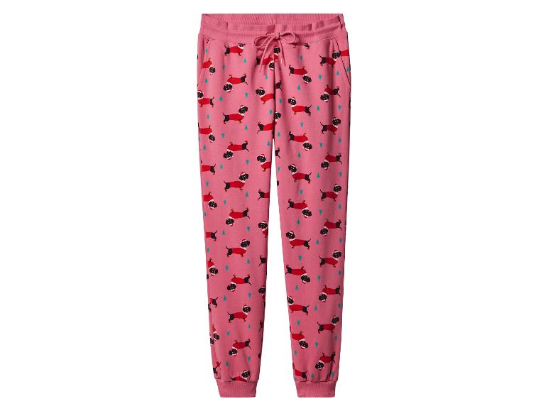 Rosa Pyjamahose mit Dackel- und Weihnachtsbaum-Muster