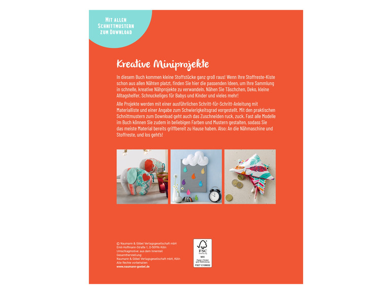 Ein Buch mit Schnittmustern für kleine Nähprojekte, z. B. ein Etui und eine Wolken-Deko.