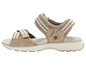 Beige Sandalen mit weißen Streifen und weißer Plattform