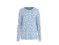 Hellblaues Damen-Pyjama-Oberteil mit langen Ärmeln, Monden und Sternen