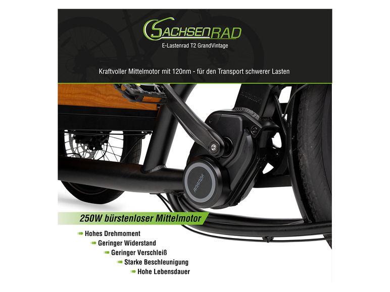 Gehe zu Vollbildansicht: SachsenRad E-Bike Lastenrad T2 GrandVintage - Bild 9