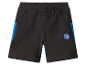 Schwarze Kindershorts mit blauen Akzenten.