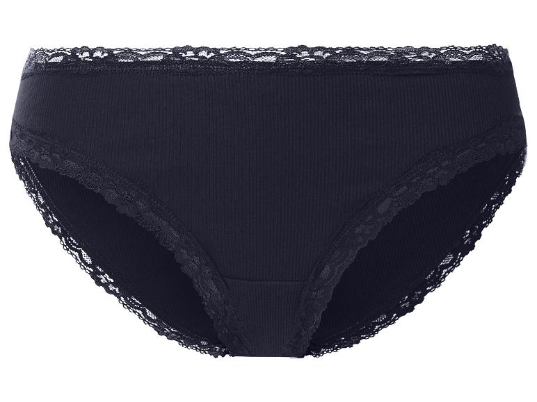 Damen Gerippte Slips mit Spitze, 5 Stück