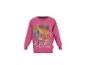 Pinkes Sweatshirt mit Dinosaurier- und Welpen-Print, mit dem Text „No dinos too big, no pups too small“.