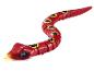 Ein rotes, bewegliches Schlangenspielzeug mit leuchtenden Augen.