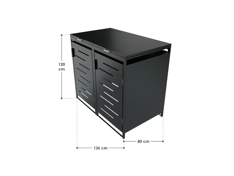 Juskys Metall-Mülltonnenbox Arel mit Maßangaben.