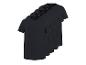 Fünf schwarze Herren-T-Shirts mit kurzen Ärmeln und Rundhalsausschnitt.