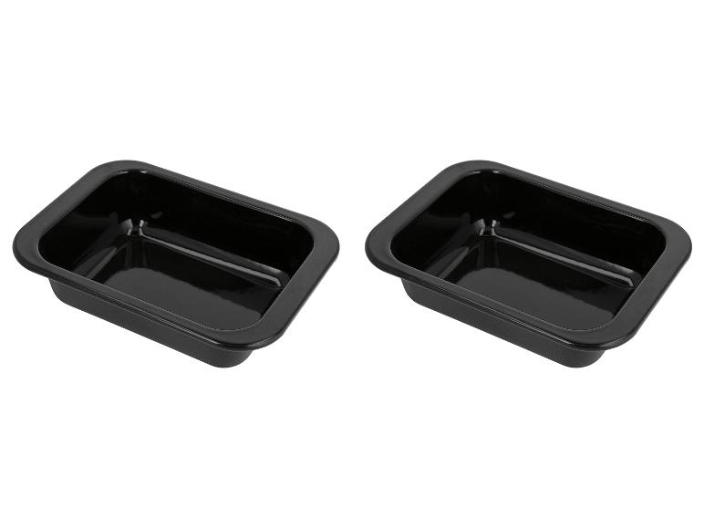 Zwei schwarze glänzende rechteckige Backformen
