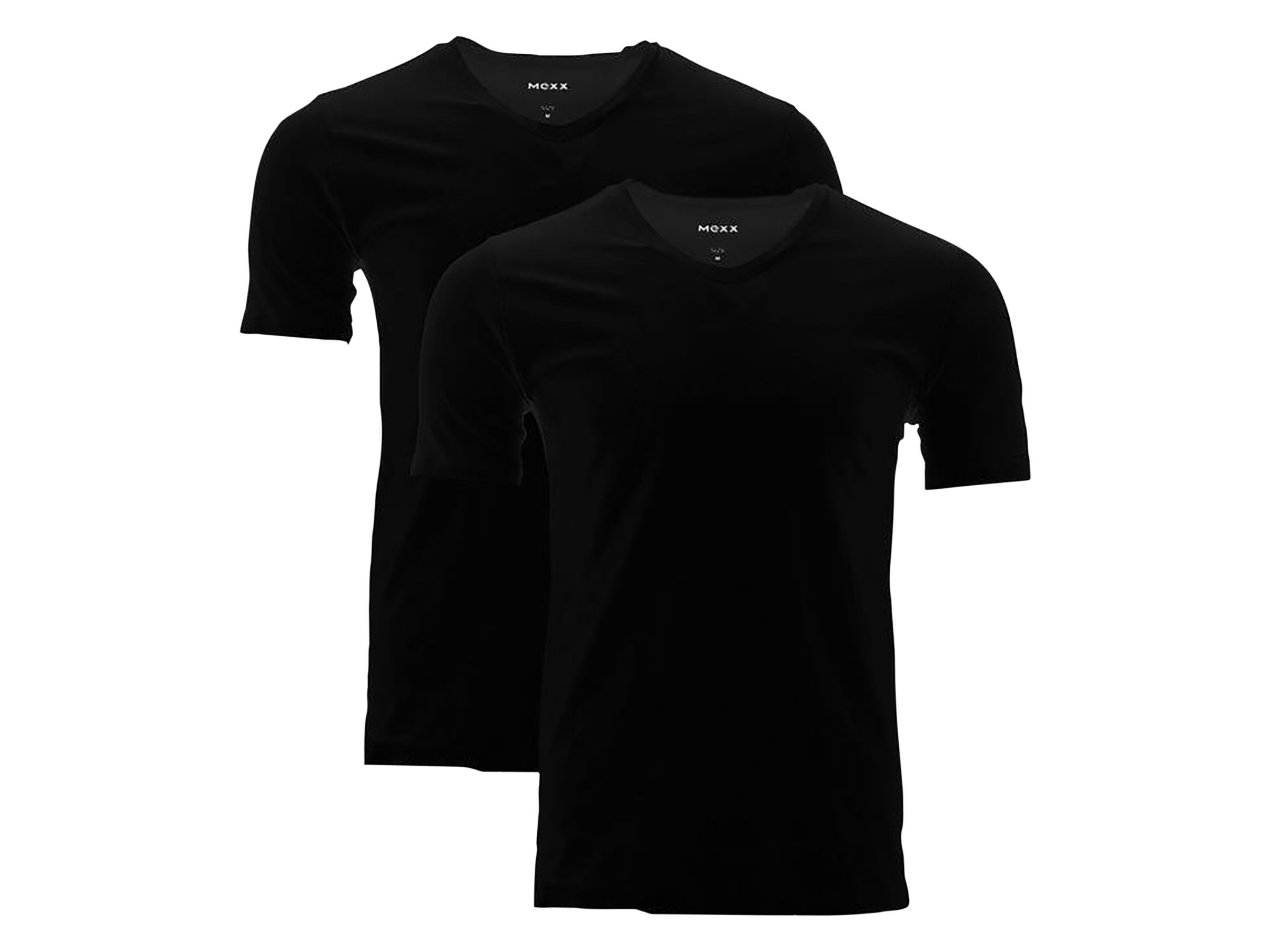 MEXX Herren Unterziehshirt, 2 Stück (V-Ausschnitt, Schwarz, S)