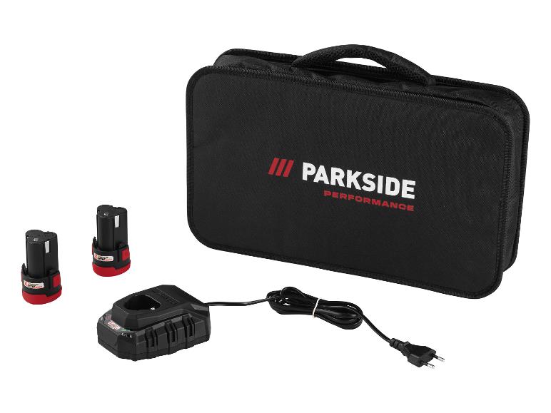 Parkside Performance Werkzeugtasche mit Akkus und Ladegerät.
