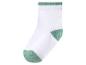 Weisse Socke mit grüner Ferse, Spitze und Bündchen