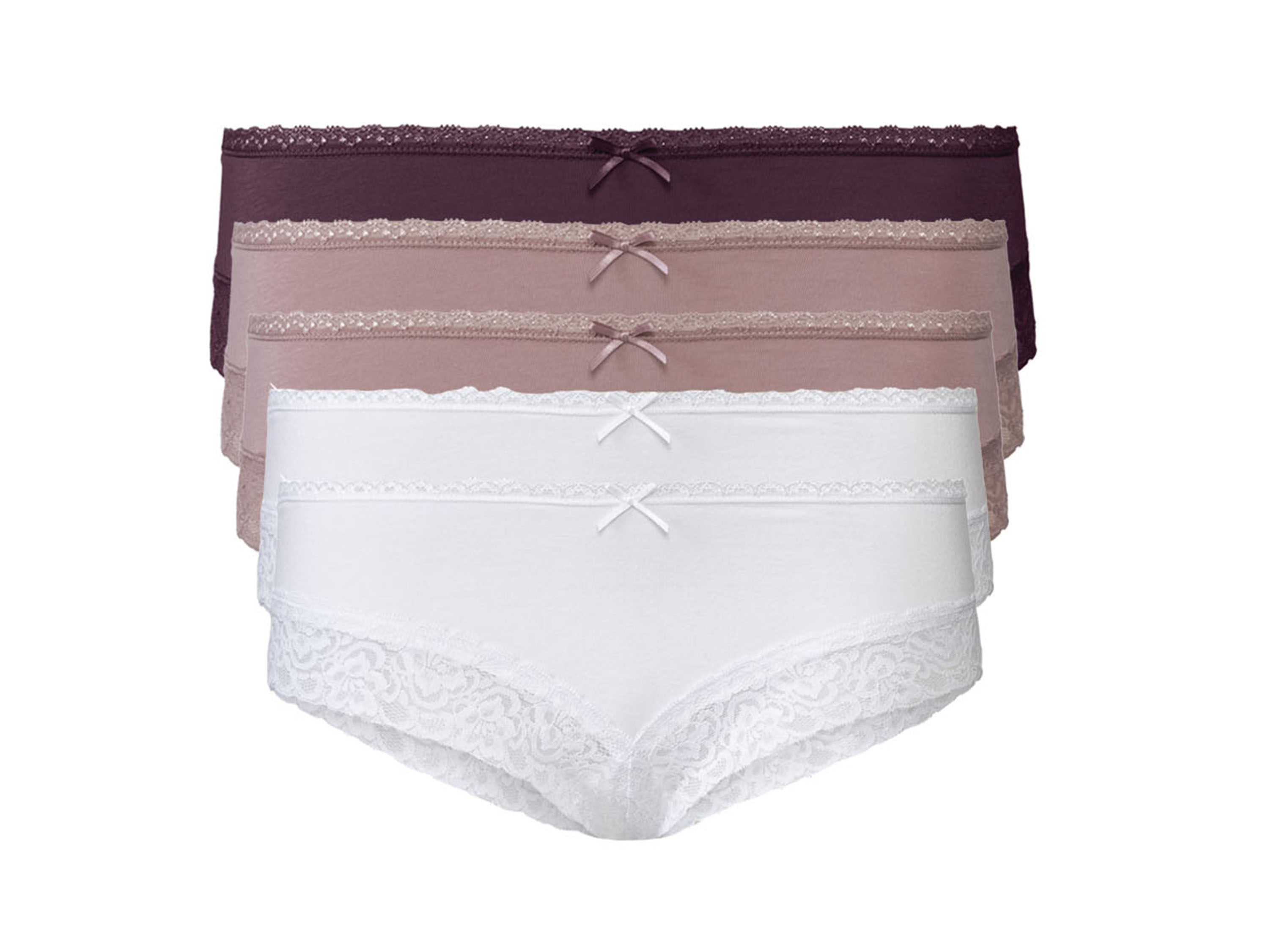 esmara® Damen Hipster mit Spitze, 5 Stück (S(36/38), rot/lila/weiß) | 04055334966788