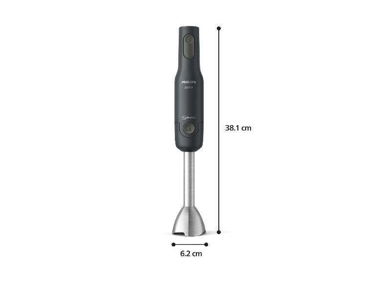 Stabmixer mit 500W Leistung, 38,1 cm hoch und 6,2 cm breit.