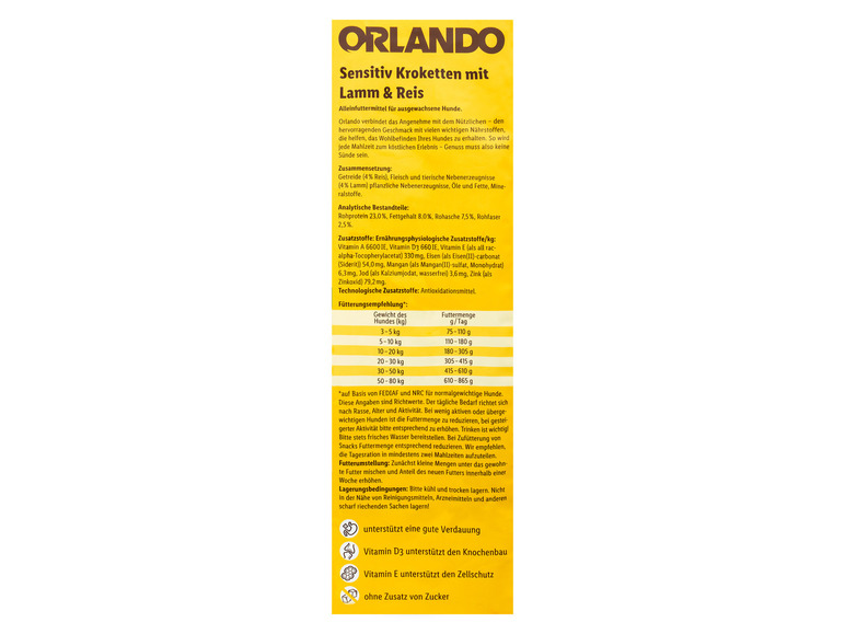 Gehe zu Vollbildansicht: ORLANDO Sensitiv Kroketten mit Lamm und Reis, 10 kg - Bild 3