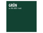 Ein RAL 6005 Grün Farbmuster, matt.