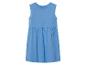 Hellblaues Kleid, ärmellos, lässiger Stil.