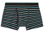 Schwarze Boxershorts mit blauen Streifen.