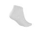 Eine weiße kurze Socke, ohne Ferse, auf weißem Hintergrund.