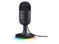 Schwarzes USB-Mikrofon mit Ständer und RGB-Beleuchtung