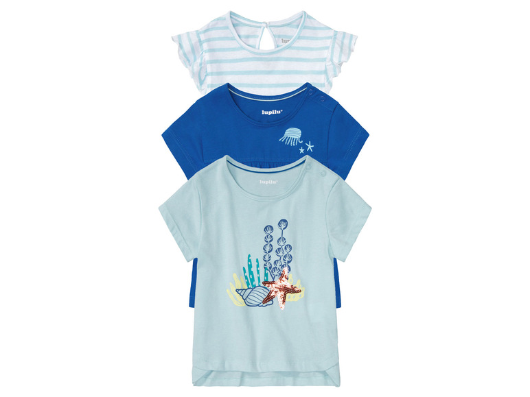 Gehe zu Vollbildansicht: lupilu Kleinkinder Mädchen T-Shirts, 3 Stück, aus reiner Baumwolle - Bild 9