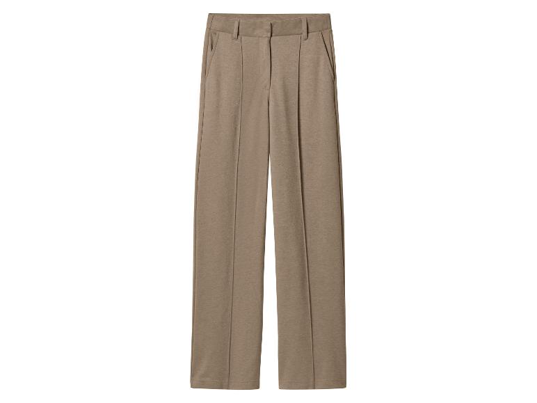 Beige Damen-Hose mit weitem Bein und Bügelfalte